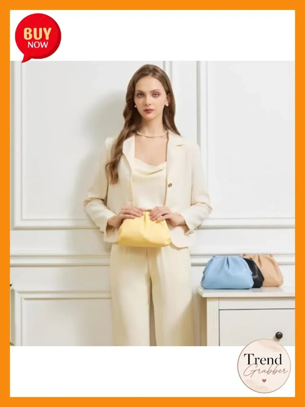 Elegant Vegan Leather Clutch Bag Pleated Cloud Dumpling Purse Super Soft PU
